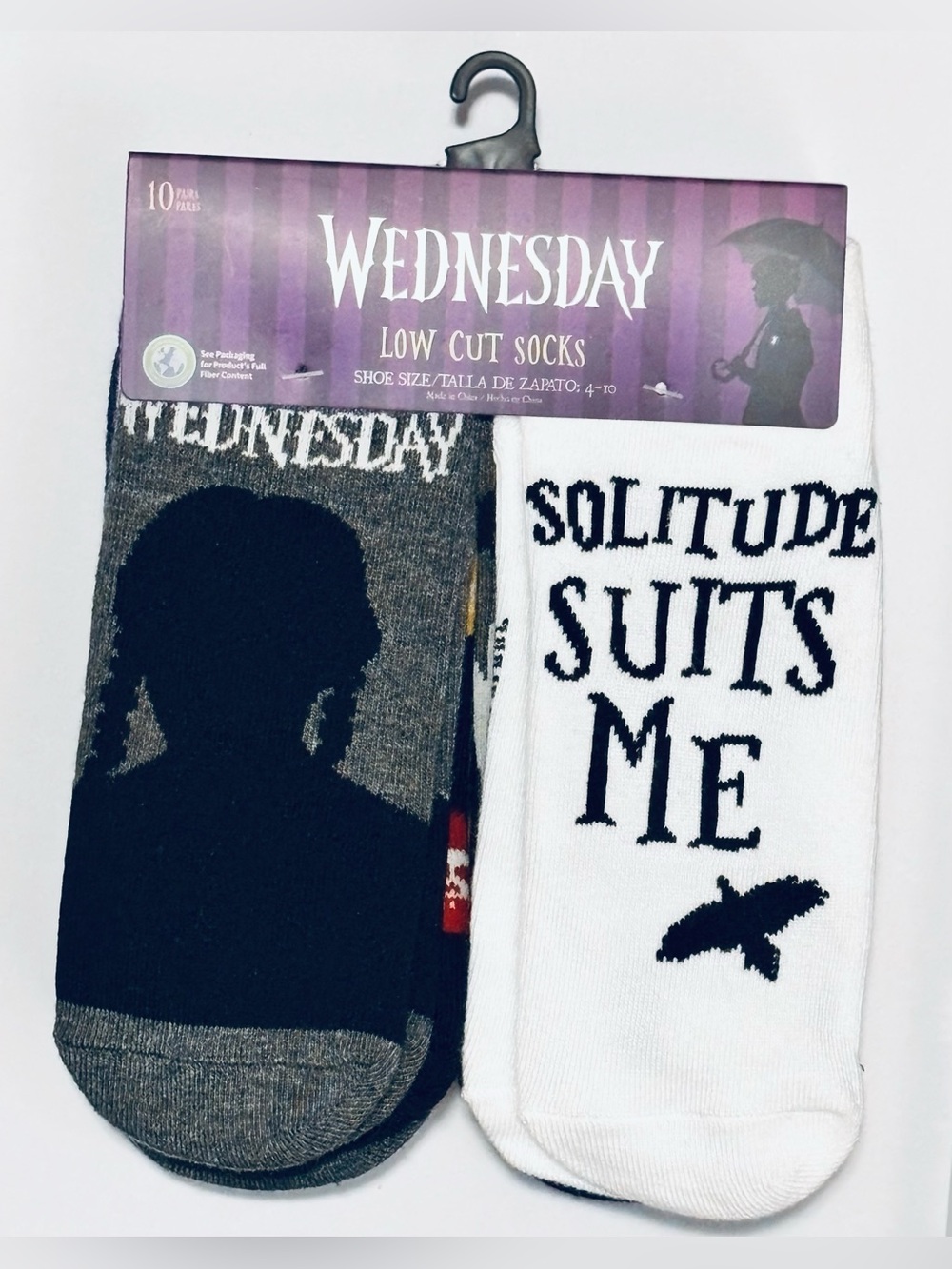 Addams Family Wednesday Addams 10 Pack of Low Cut Socks